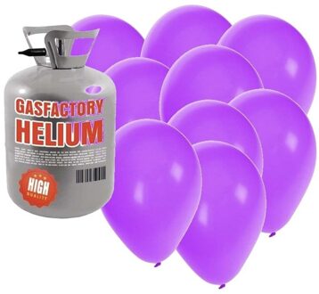 Shoppartners Helium tank met 30 paarse ballonnen