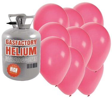 Shoppartners Helium tank met 30 roze ballonnen