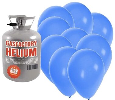 Shoppartners Helium tank met 50 blauwe ballonnen