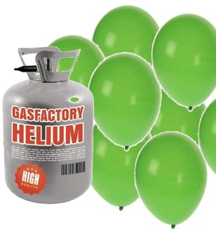 Shoppartners Helium tank met 50 groene ballonnen