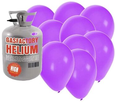 Shoppartners Helium tank met 50 paarse ballonnen