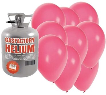 Shoppartners Helium tank met 50 roze ballonnen