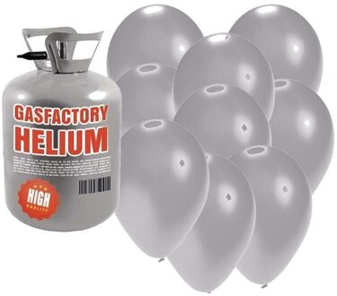 Shoppartners Helium tank met zilveren ballonnen 30 stuks
