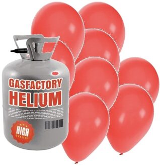 Shoppartners Helium tankje - met 30x stuks ballonnen - Rood - Heliumgas Multi