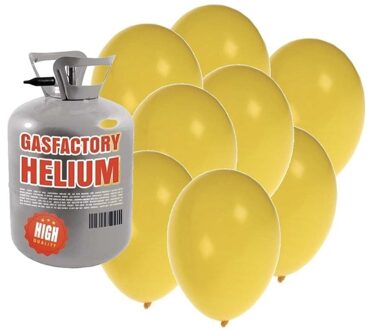 Shoppartners Helium tankje met 50 gele ballonnen - Heliumtank Geel