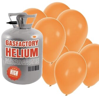 Shoppartners Helium tankje met 50 oranje ballonnen - Heliumtank Multikleur