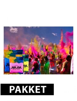Shoppartners Holi poeder pakket roze lichtblauw en geel Multi