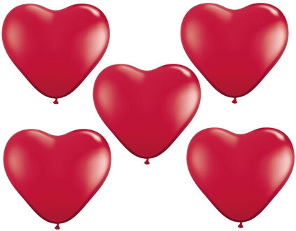 Shoppartners HSP Hartjes ballonnen - rood - 75x stuks - ballon - 25 cm - Valentijnsdag