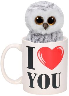 Shoppartners I Love You mok met knuffel uil Multikleur