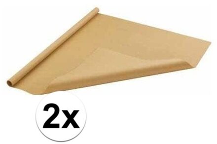 Shoppartners Inpakpapier/cadeaupapier - 2x - 500 x 70 cm - bruin