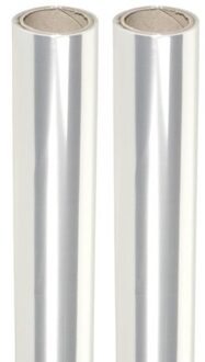 Shoppartners Inpakpapier/cadeaupapier - 2x - hobby/knutsel - transparant folie - 500 x 70 cm