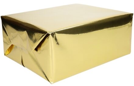 Shoppartners Inpakpapier/cadeaupapier - 2x rollen - 400 x 50 cm - goud metallic - luxe papier