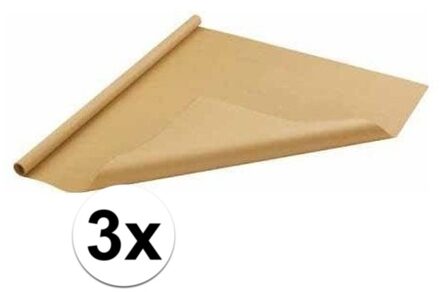 Shoppartners Inpakpapier/cadeaupapier - 3x - 500 x 70 cm - bruin