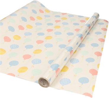 Shoppartners Inpakpapier/cadeaupapier - 5x - ballonnen print gekleurd - 200 x 70 cm
