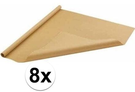 Shoppartners Inpakpapier/cadeaupapier - 8x - 500 x 70 cm - bruin