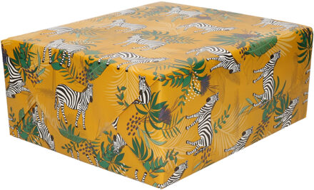 Shoppartners Inpakpapier/cadeaupapier bruin met zebra design 200 x 70 cm