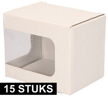 Shoppartners Kartonnen opbergdoosje met venster - 15x - 12 x 9 x 10 cm - verpakking met venster