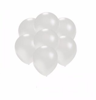 Shoppartners Kleine ballonnen wit metallic 100x stuks - Verjaardag feestartikelen en versiering