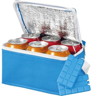 Shoppartners Kleine blauwe koeltas met 2x koelelementen set