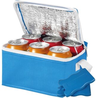 Shoppartners Kleine blauwe koeltas met 2x koelelementen set