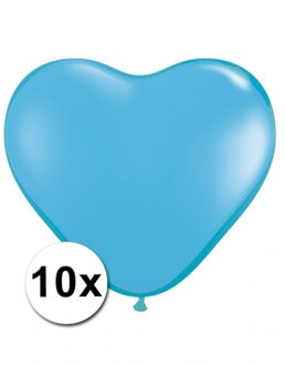 Shoppartners Kleine lichtblauwe hartjes ballonnen 10 stuks