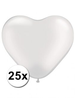 Shoppartners Kleine witte hartjes ballonnen 25 stuks