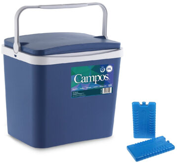 Shoppartners Koelbox donkerblauw 24 liter 40 x 30 x 36 cm incl. 2 koelelementen