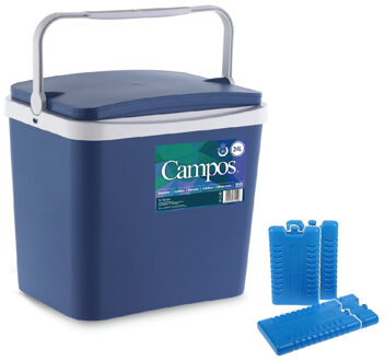Shoppartners Koelbox donkerblauw 24 liter - 40 x 30 x 36 cm - incl. 4 koelelementen