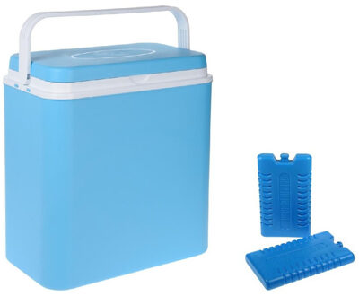 Shoppartners Koelbox lichtblauw 24 liter 39 x 25 x 38 cm incl. 2 koelelementen