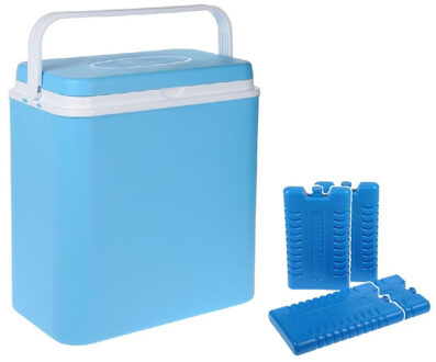 Shoppartners Koelbox lichtblauw 24 liter 39 x 25 x 38 cm incl. 4 koelelementen