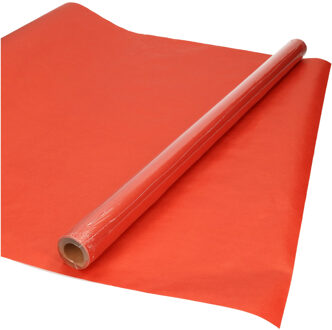Shoppartners Kraft cadeaupapier/inpakpapier - 3x - rood - 70 x 200 cm - 60 grams - Cadeaupapier