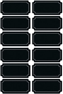 Shoppartners Krijtbord etiketten/stickers - 12x stuks - rechthoekig - herschrijfbaar - Keuken labels
