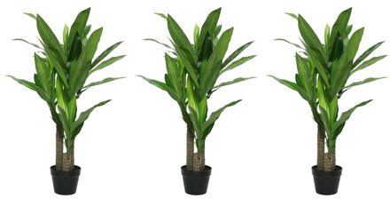 Shoppartners Kunstplant drakenbloedboom - 3x - in pot - Dracaena - 105 cm