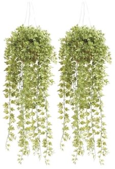 Shoppartners Kunstplant Hedera Klimop - 2x - 50 cm - Hangende Pot - Klimplant