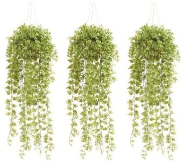 Shoppartners Kunstplant Hedera Klimop - 3x - 50 cm - Hangende Pot - Klimplant