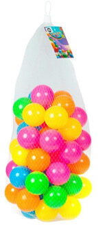 Shoppartners Kunststof ballenbak ballen 100x stuks 6 cm neon kleuren - Speelgoed ballenbakballen gekleurd Multikleur