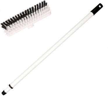 Shoppartners Kunststof Schrobborstel/schrobber Zwart/wit Inclusief Metalen Telescoopsteel Wit 130 Cm - Schrobborstels Multikleur