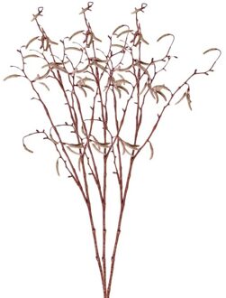 Shoppartners Kunsttak - 3x - berkenkatjes - 66 cm - betula pendula - decoratie takken