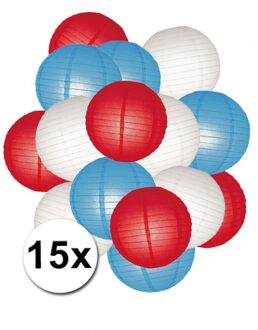 Shoppartners Lampionnen versiering set rood/wit/blauw Multi