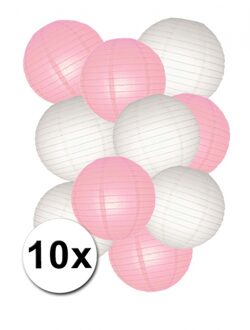 Shoppartners Lampionnen versiering set roze/wit Multi