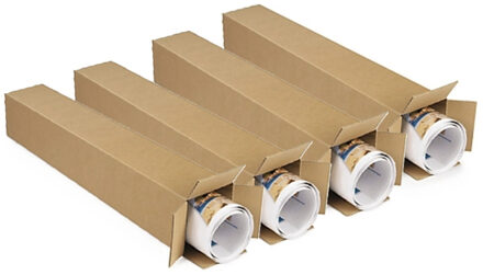 Shoppartners Lange Teckelbox doos - 4x - 80x10x10 cm - karton - verzenddozen - Hobby knutselspullen - koker
