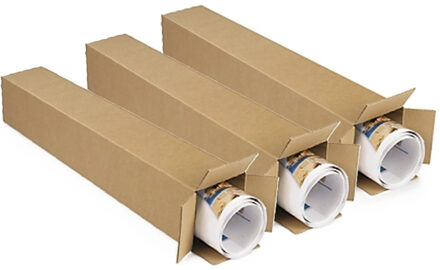 Shoppartners Lange Teckelbox doos 80 x 10 x 10 cm - 3x - Kartonnen verzenddozen - koker