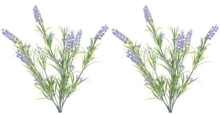 Shoppartners Lavendel kunstplant bundeltje - 2x - bosje - paars - 44 cm