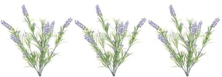 Shoppartners Lavendel kunstplant bundeltje - 3x - bosje - paars - 44 cm