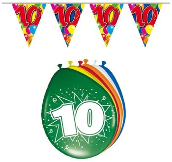 Shoppartners Leeftijd feestartikelen 10 jaar setje Multi