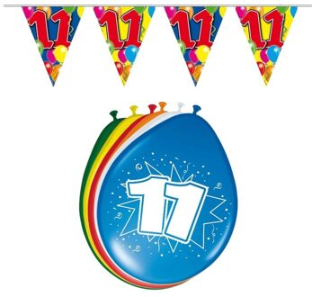 Shoppartners Leeftijd feestartikelen 11 jaar setje Multi