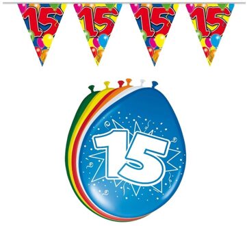 Shoppartners Leeftijd feestartikelen 15 jaar setje Multi
