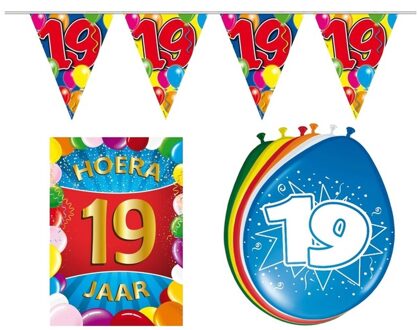 Shoppartners Leeftijd feestartikelen 19 jaar voordeel pakket Multi