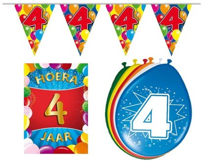 Shoppartners Leeftijd feestartikelen 4 jaar voordeel pakket Multi