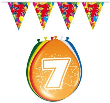 Shoppartners Leeftijd feestartikelen 7 jaar setje Multi